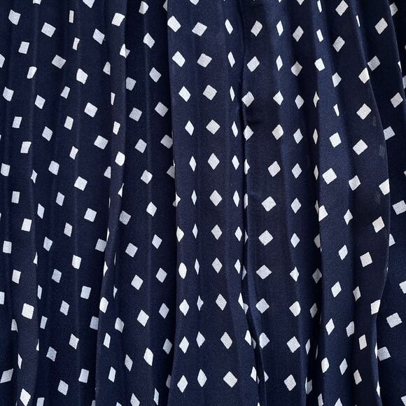 Vintage 90's ESPRIT Polkadot Accordion Skirt / Sz M Navy Pleated Sheer Coquette - Picture 6 of 7